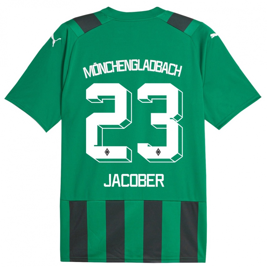 Women Football Magdalena Jacober #23 Black Green Away Jersey 2023/24 T-Shirt