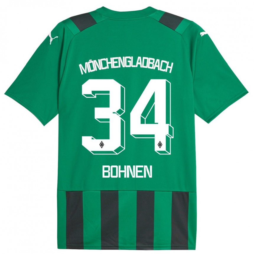 Women Football Bohnen #34 Black Green Away Jersey 2023/24 T-Shirt