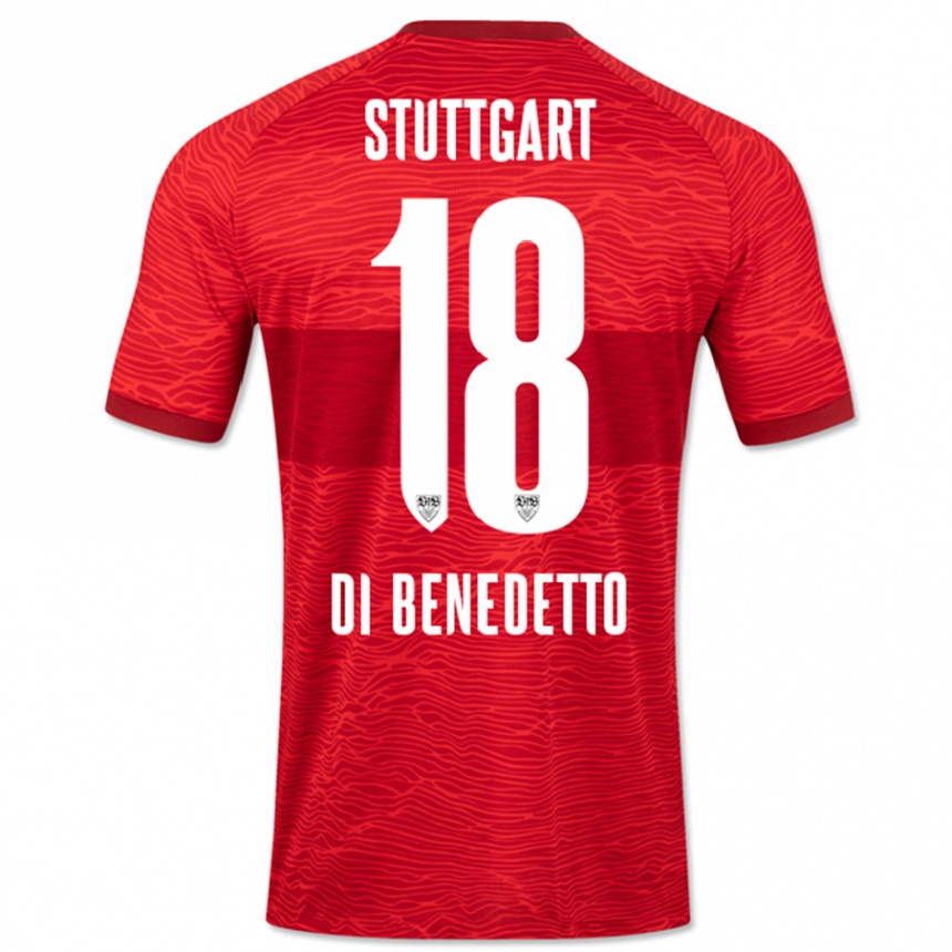 Women Football Samuele Di Benedetto #18 Red Away Jersey 2023/24 T-Shirt