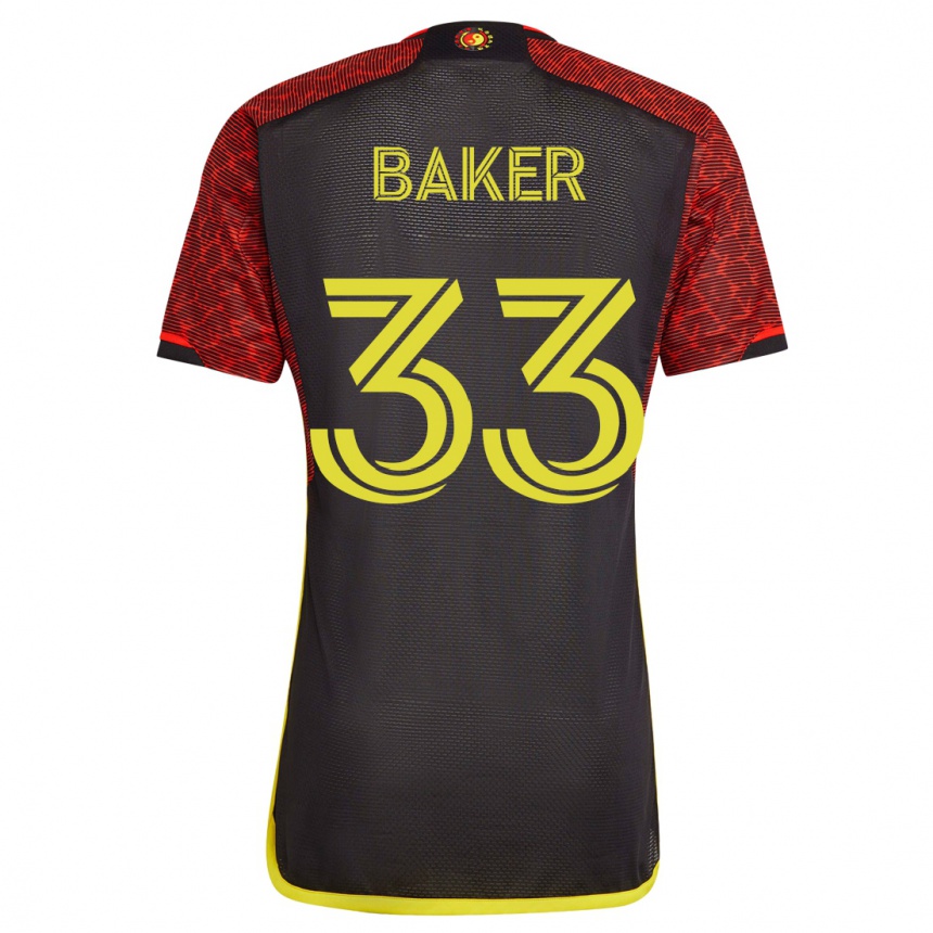 Women Football Cody Baker #33 Orange Away Jersey 2023/24 T-Shirt