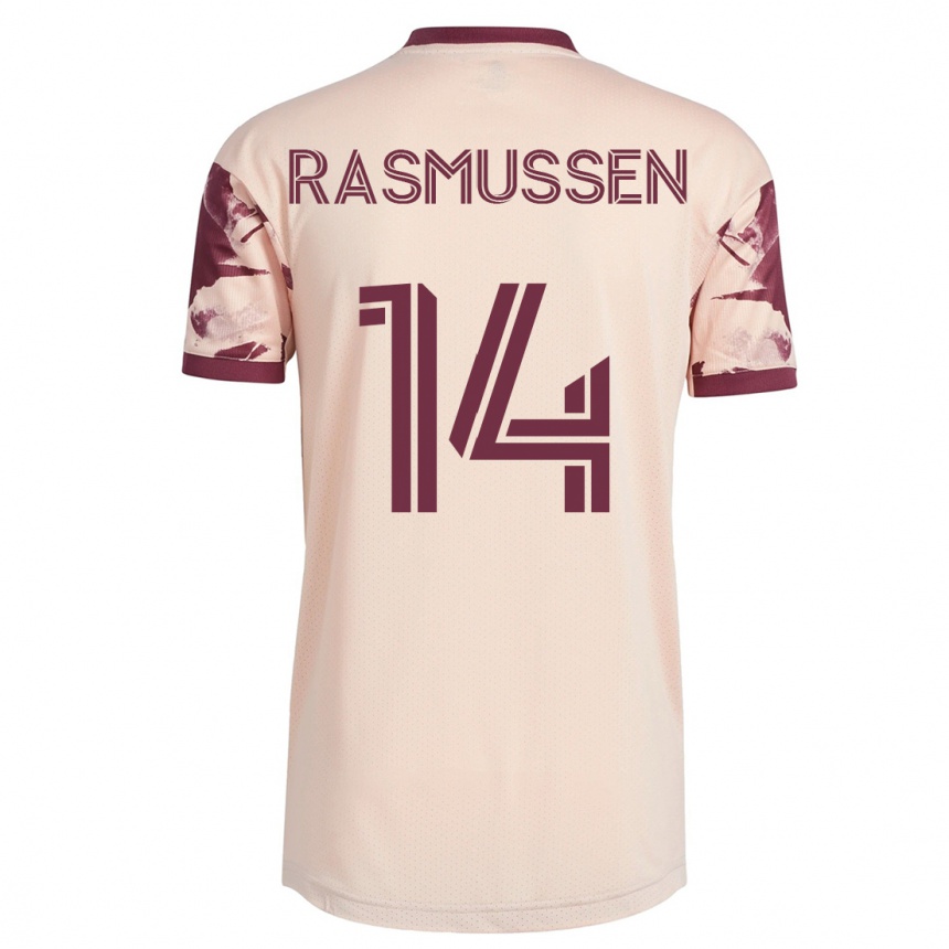 Women Football Justin Rasmussen #14 Off-White Away Jersey 2023/24 T-Shirt