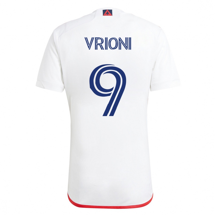 Women Football Giacomo Vrioni #9 White Red Away Jersey 2023/24 T-Shirt