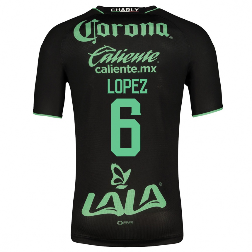 Women Football Brenda López #6 Black Away Jersey 2023/24 T-Shirt
