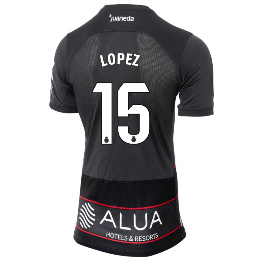 Women Football Marc López #15 Black Away Jersey 2023/24 T-Shirt