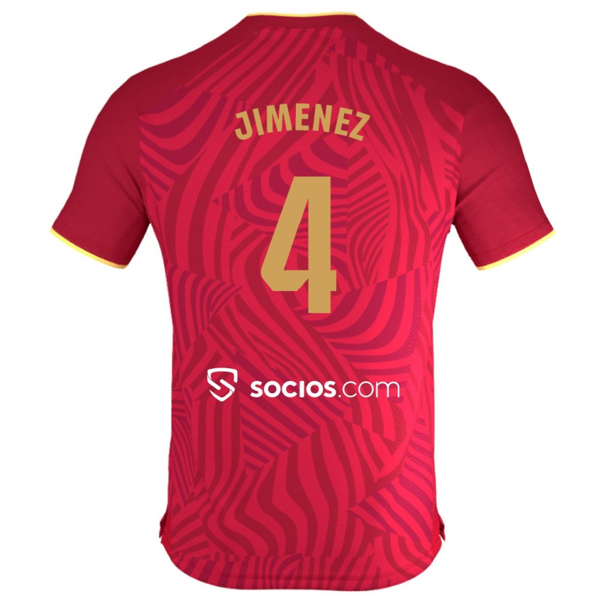 Women Football Diego Jiménez #4 Red Away Jersey 2023/24 T-Shirt