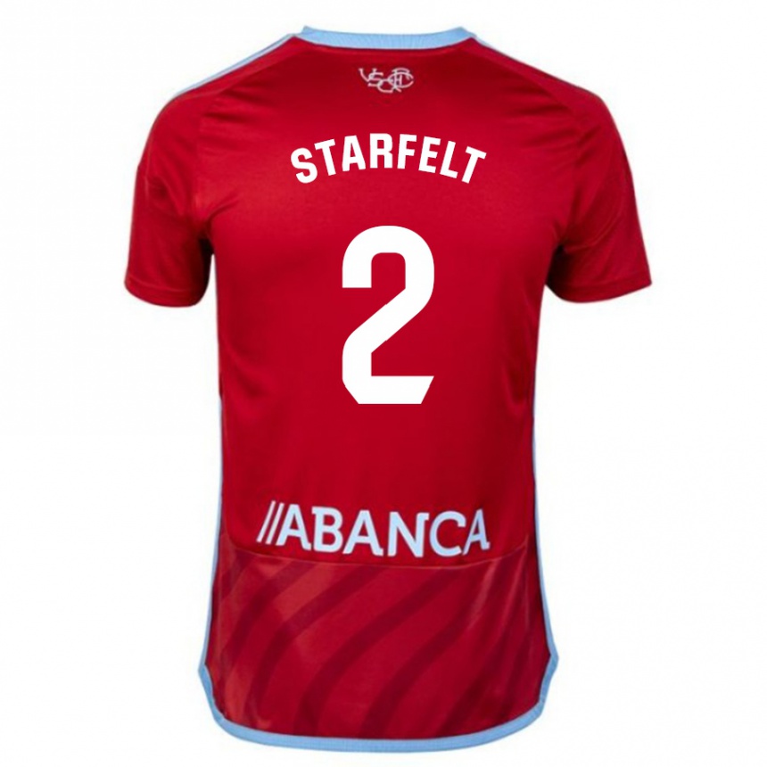 Women Football Carl Starfelt #2 Red Away Jersey 2023/24 T-Shirt