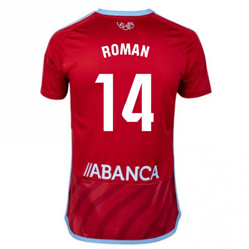 Women Football Miguel Román #14 Red Away Jersey 2023/24 T-Shirt