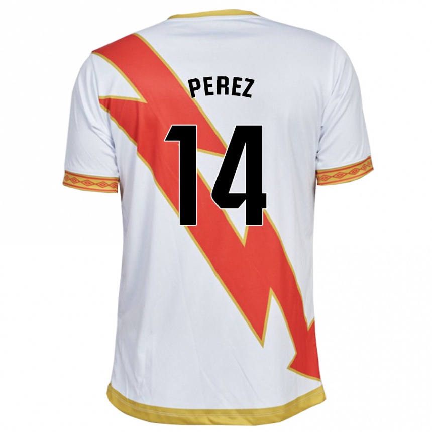 Kids Football Kike Pérez #14 White Home Jersey 2023/24 T-Shirt