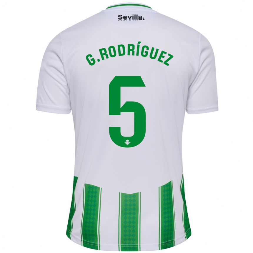 Kids Football Guido Rodríguez #5 White Home Jersey 2023/24 T-Shirt