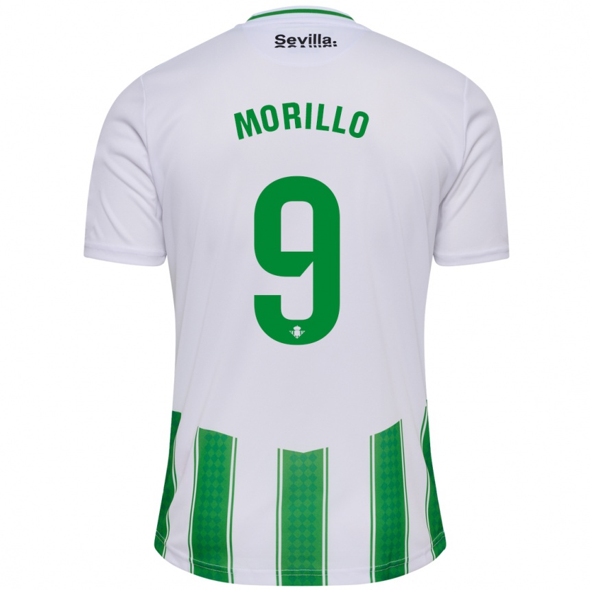 Kids Football Manu Morillo #9 White Home Jersey 2023/24 T-Shirt