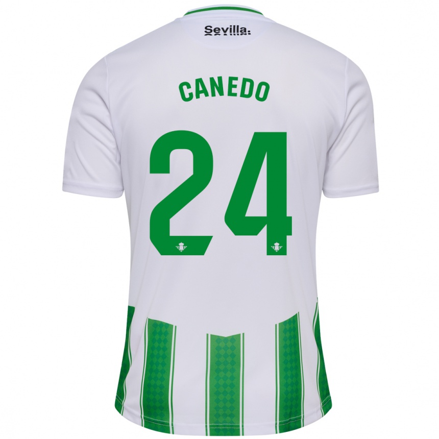 Kids Football Damián Canedo #24 White Home Jersey 2023/24 T-Shirt