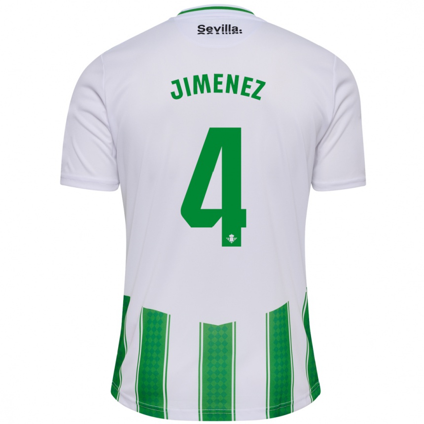 Kids Football María Jiménez Gutiérrez #4 White Home Jersey 2023/24 T-Shirt