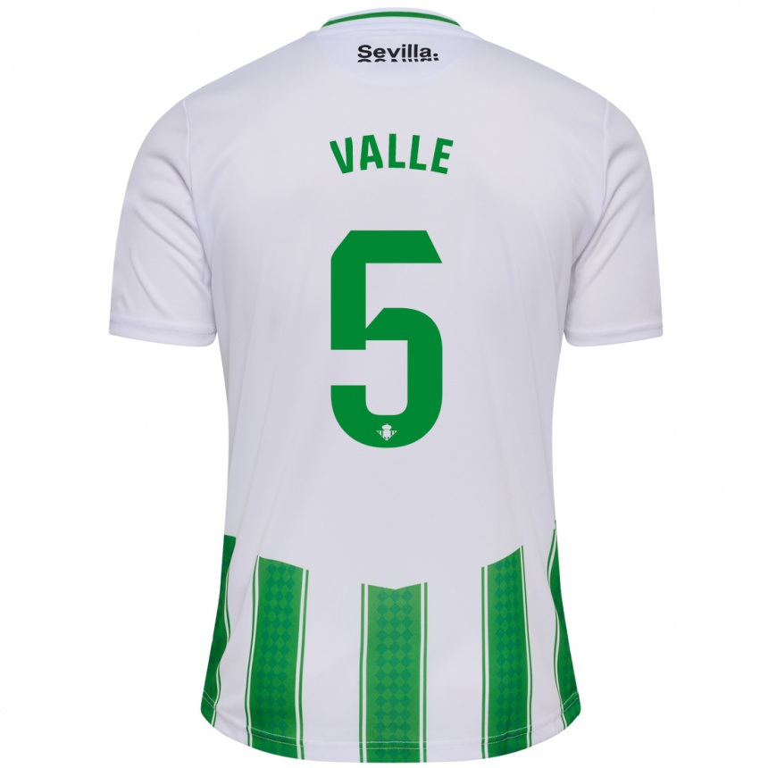 Kids Football María Valle López #5 White Home Jersey 2023/24 T-Shirt