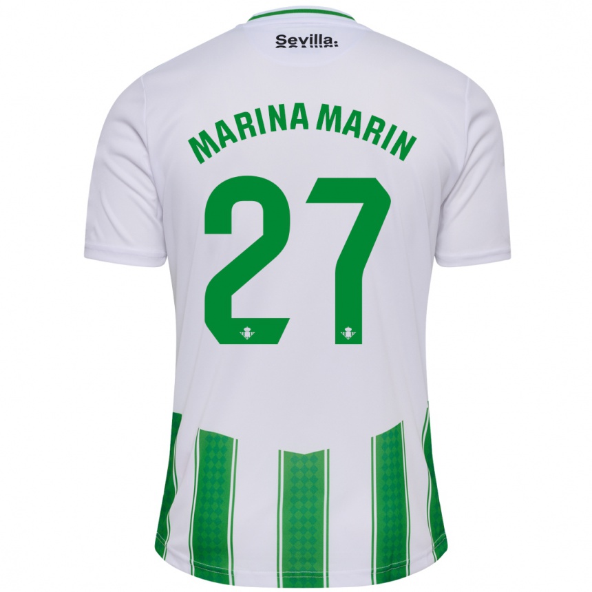 Kids Football Marina Marín #27 White Home Jersey 2023/24 T-Shirt