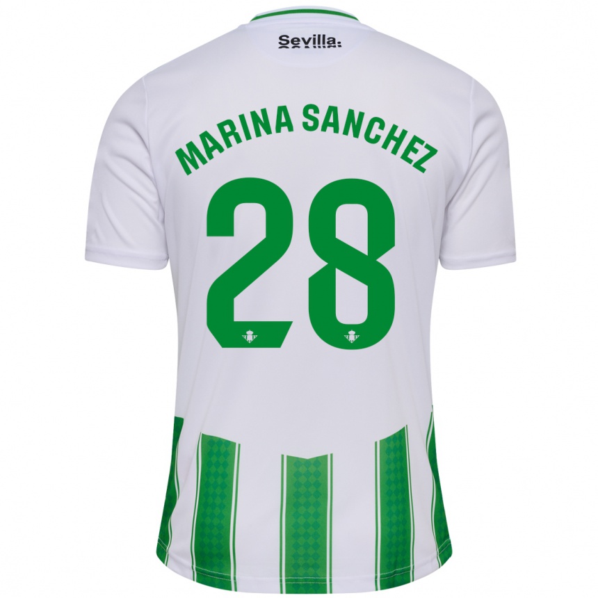 Kids Football Marina Sánchez #28 White Home Jersey 2023/24 T-Shirt