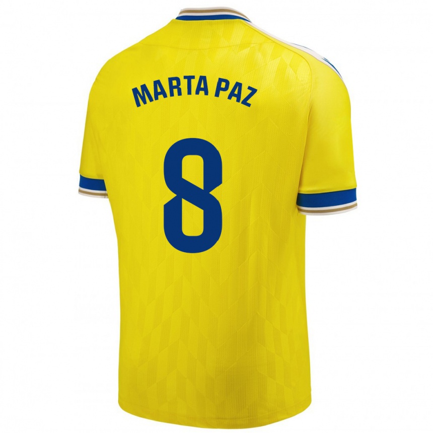 Kids Football Marta Milagros Paz Cruz #8 Yellow Home Jersey 2023/24 T-Shirt