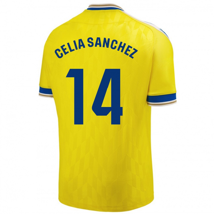 Kids Football Celia Sánchez García #14 Yellow Home Jersey 2023/24 T-Shirt