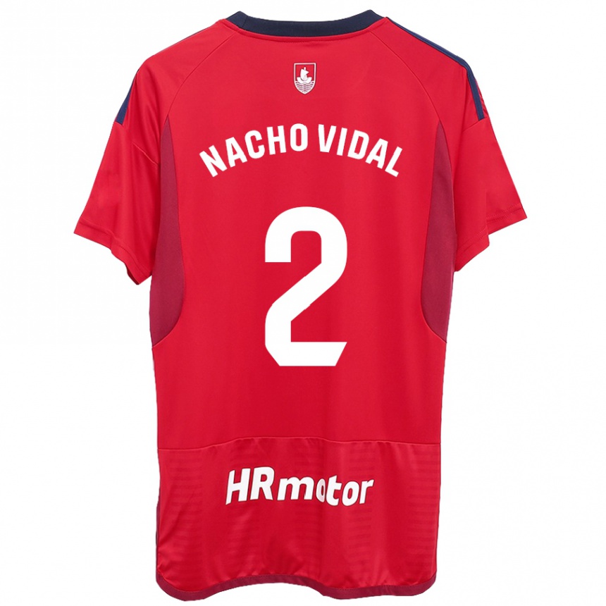 Kids Football Nacho Vidal #2 Red Home Jersey 2023/24 T-Shirt