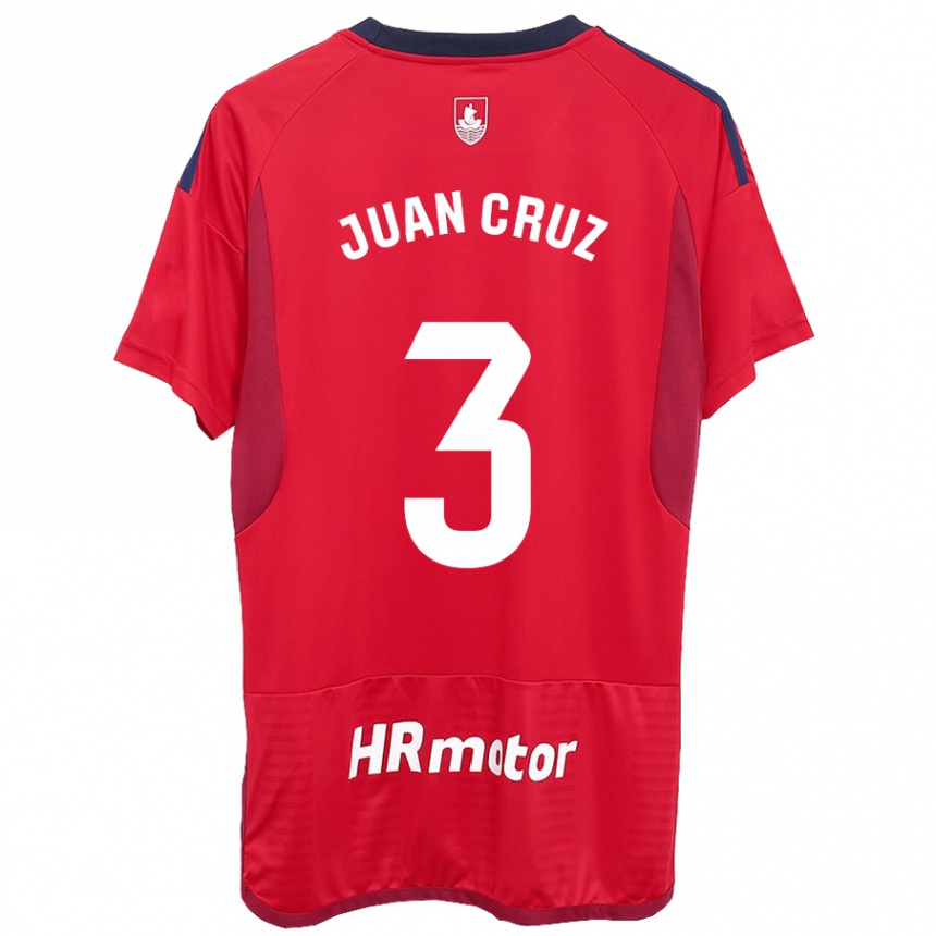 Kids Football Juan Cruz #3 Red Home Jersey 2023/24 T-Shirt