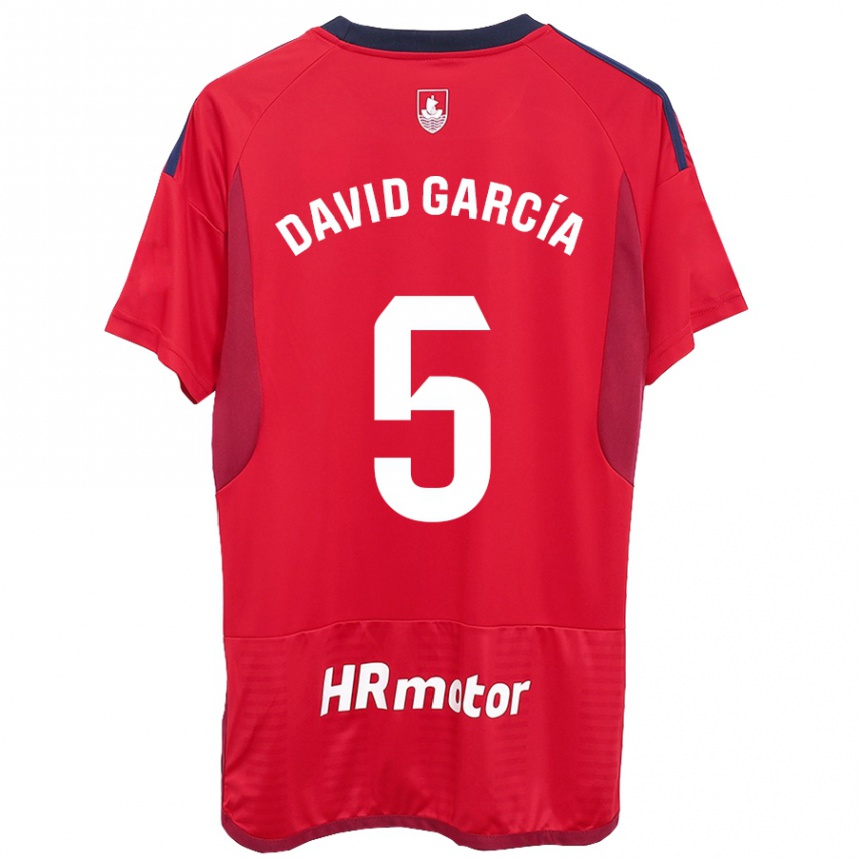 Kids Football David García #5 Red Home Jersey 2023/24 T-Shirt