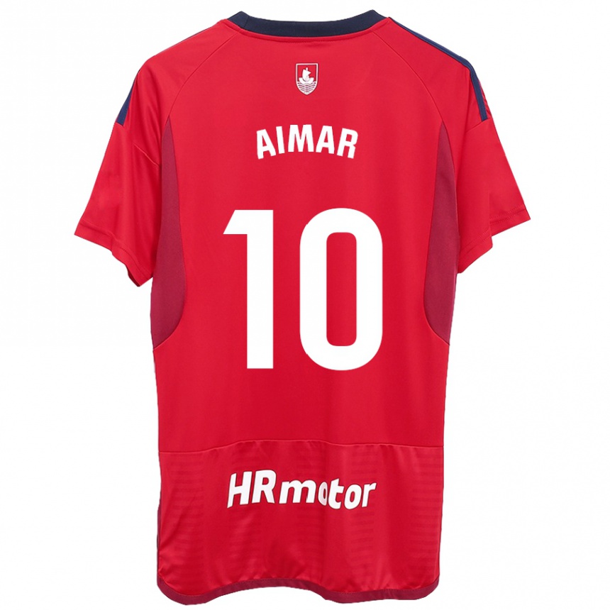 Kids Football Aimar Oroz #10 Red Home Jersey 2023/24 T-Shirt