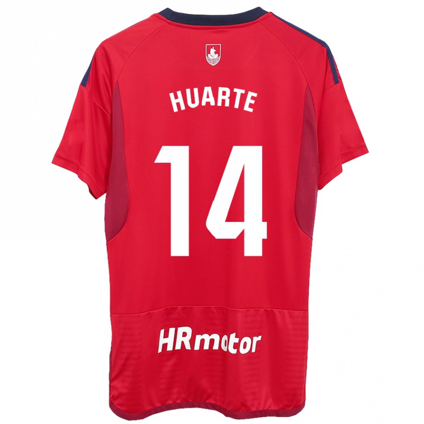 Kids Football Xabi Huarte #14 Red Home Jersey 2023/24 T-Shirt