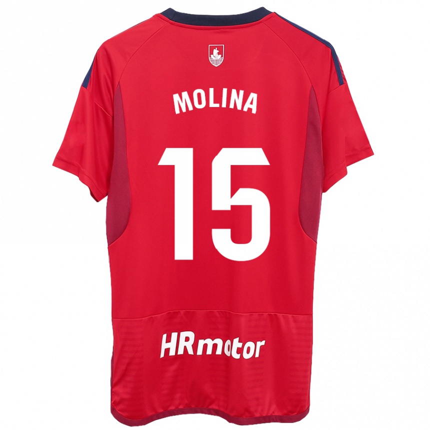 Kids Football Guillem Molina #15 Red Home Jersey 2023/24 T-Shirt