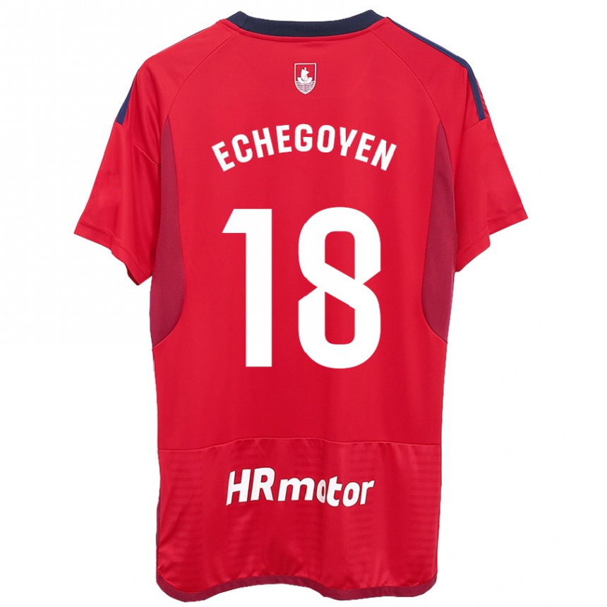 Kids Football Mauro Echegoyen #18 Red Home Jersey 2023/24 T-Shirt