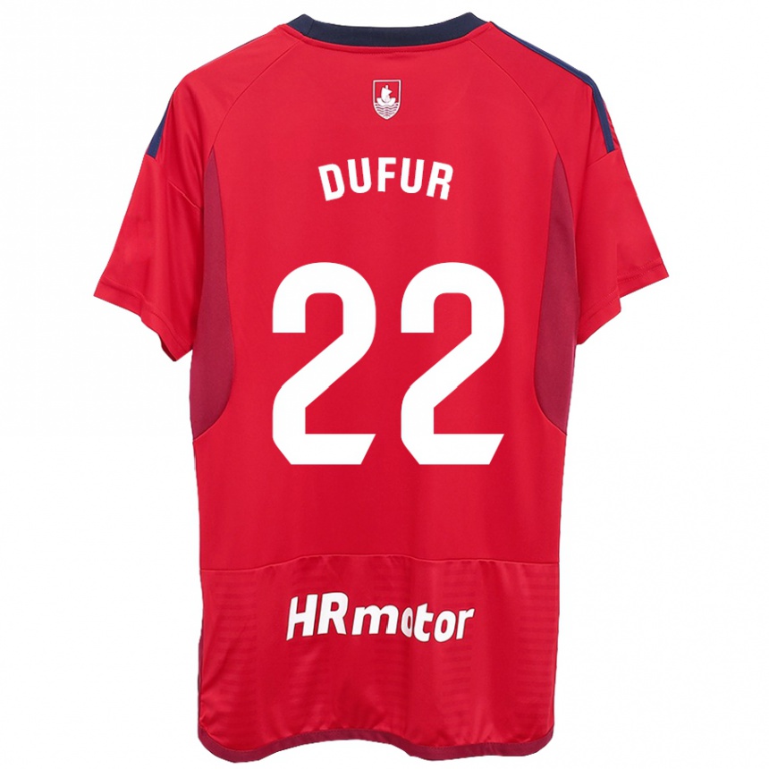 Kids Football Ander Dufur #22 Red Home Jersey 2023/24 T-Shirt