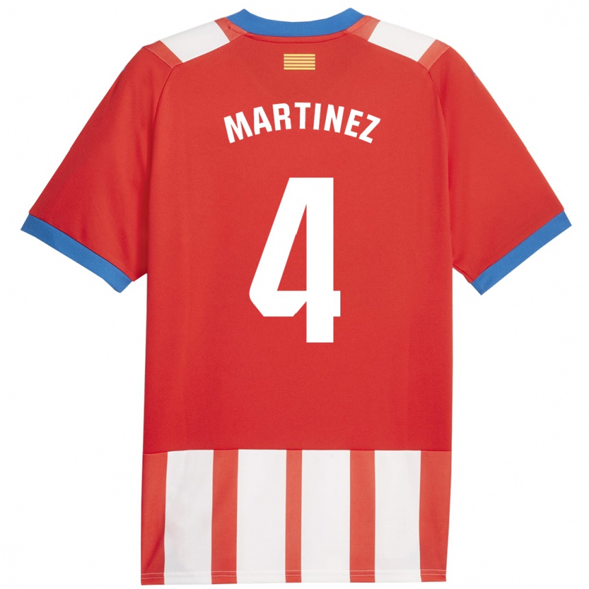 Kids Football Arnau Martínez #4 Red White Home Jersey 2023/24 T-Shirt