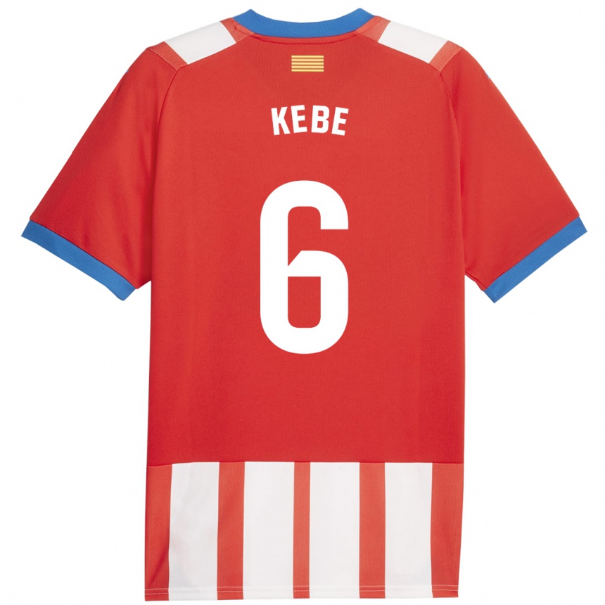 Kids Football Ibrahima Kébé #6 Red White Home Jersey 2023/24 T-Shirt