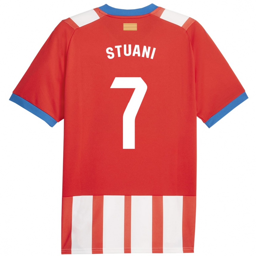 Kids Football Cristhian Stuani #7 Red White Home Jersey 2023/24 T-Shirt