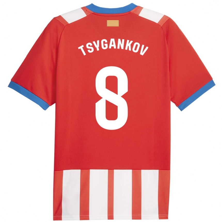 Kids Football Viktor Tsygankov #8 Red White Home Jersey 2023/24 T-Shirt