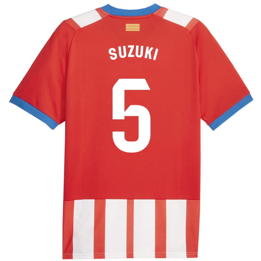 Kids Football Wadi Ibrahim Suzuki #5 Red White Home Jersey 2023/24 T-Shirt