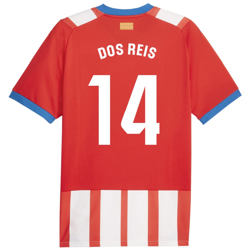 Kids Football Leo Dos Reis #14 Red White Home Jersey 2023/24 T-Shirt