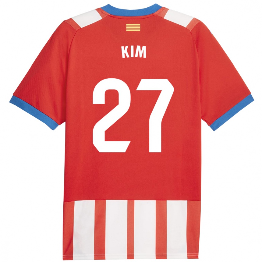 Kids Football Min-Su Kim #27 Red White Home Jersey 2023/24 T-Shirt