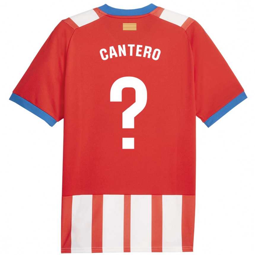 Kids Football Adrian Cantero #0 Red White Home Jersey 2023/24 T-Shirt