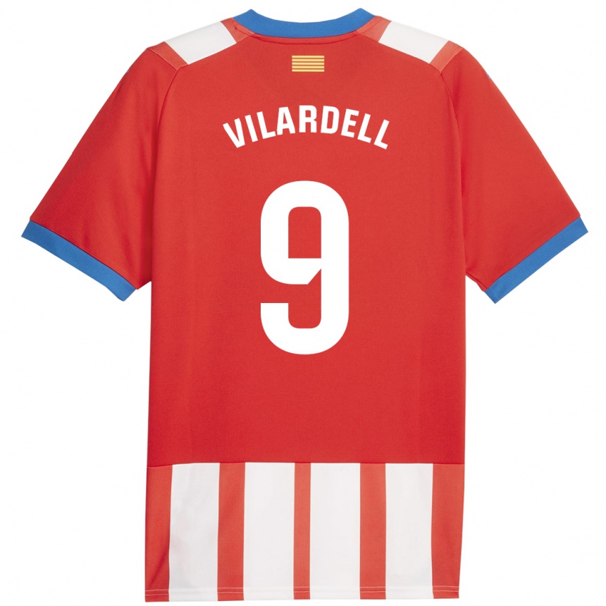 Kids Football Júlia Vilardell #9 Red White Home Jersey 2023/24 T-Shirt