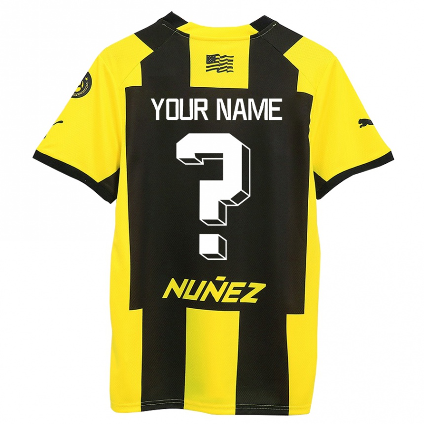 Kids Football Your Name #0 Yellow Black Home Jersey 2023/24 T-Shirt