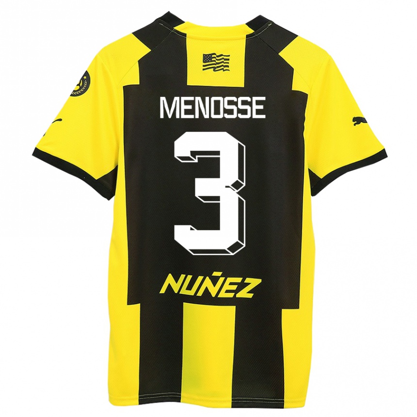 Kids Football Hernán Menosse #3 Yellow Black Home Jersey 2023/24 T-Shirt