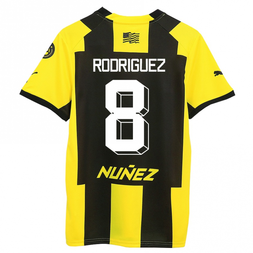 Kids Football Sebastián Rodríguez #8 Yellow Black Home Jersey 2023/24 T-Shirt