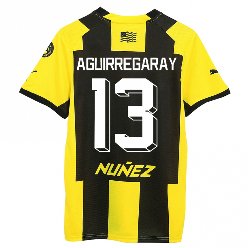 Kids Football Matías Aguirregaray #13 Yellow Black Home Jersey 2023/24 T-Shirt