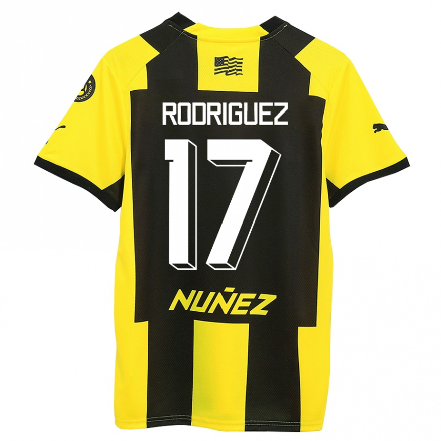 Kids Football Valentín Rodríguez #17 Yellow Black Home Jersey 2023/24 T-Shirt