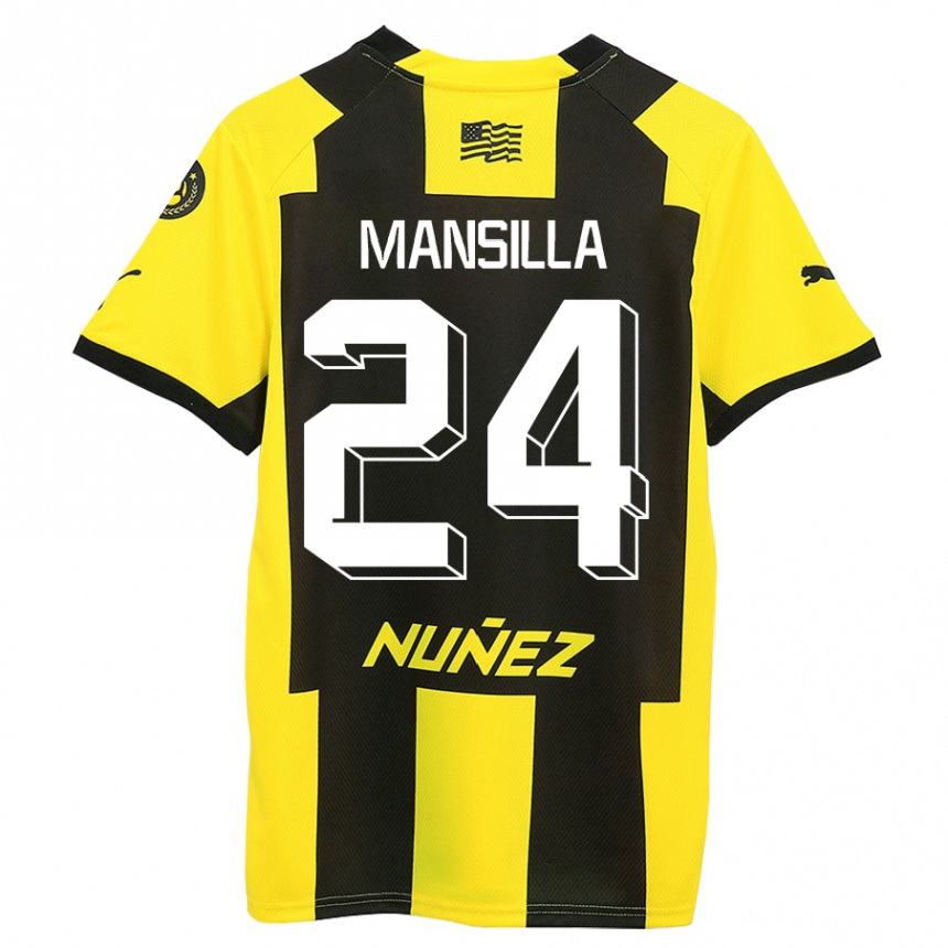 Kids Football Brian Mansilla #24 Yellow Black Home Jersey 2023/24 T-Shirt