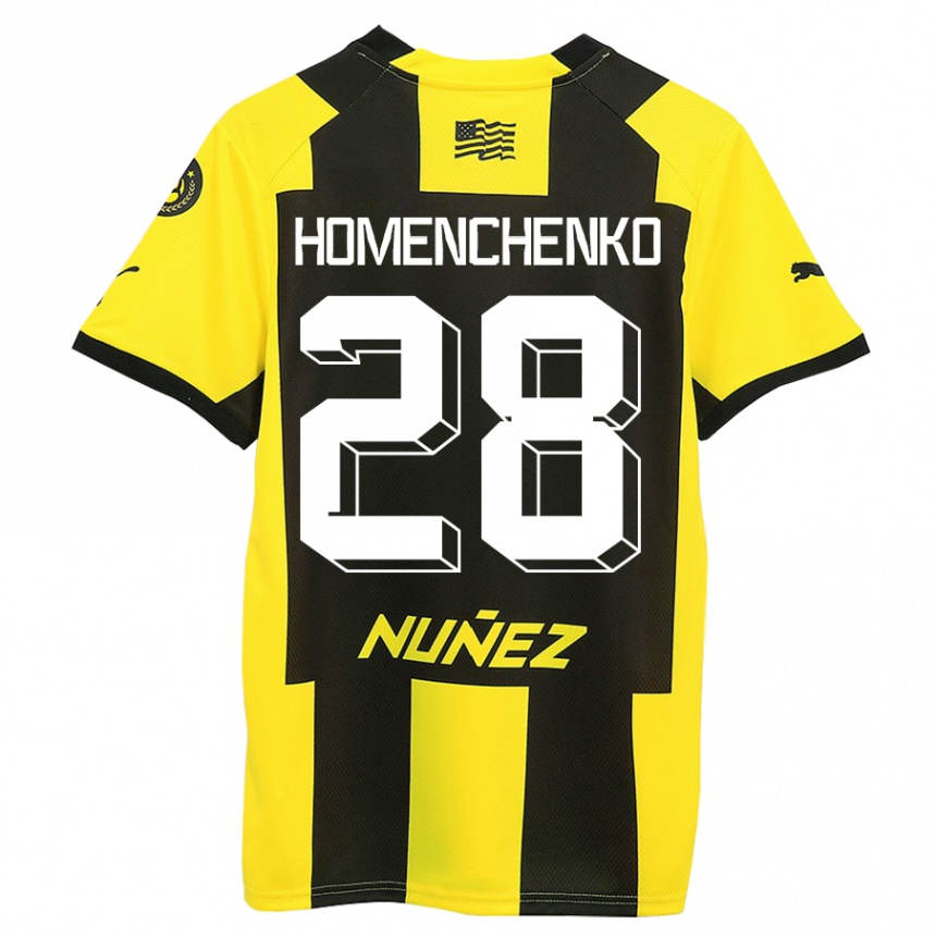 Kids Football Santiago Homenchenko #28 Yellow Black Home Jersey 2023/24 T-Shirt