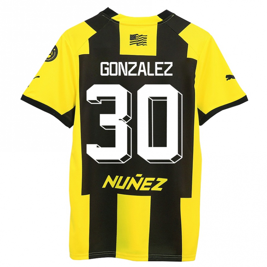 Kids Football Ángel González #30 Yellow Black Home Jersey 2023/24 T-Shirt