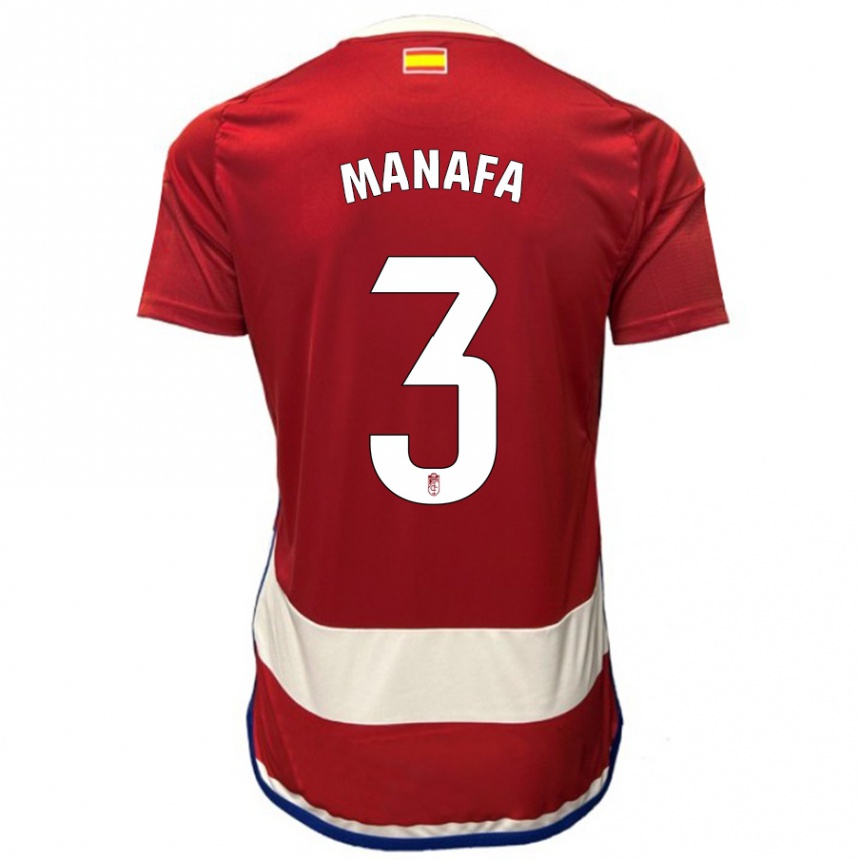 Kids Football Wilson Manafa #3 Red Home Jersey 2023/24 T-Shirt