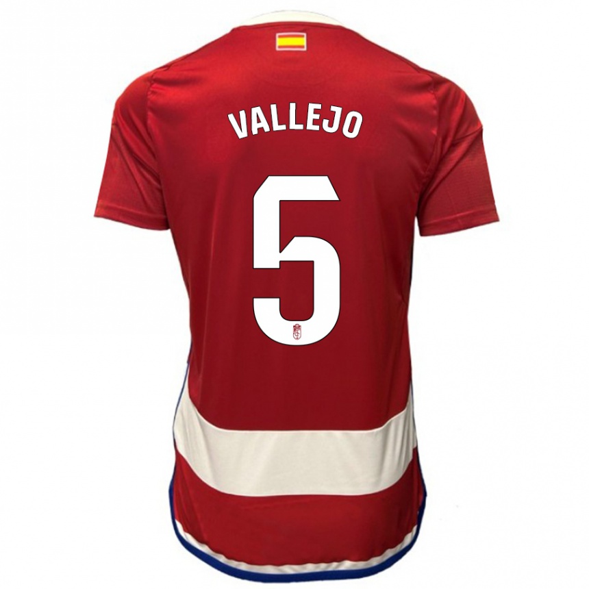 Kids Football Jesus Vallejo #5 Red Home Jersey 2023/24 T-Shirt
