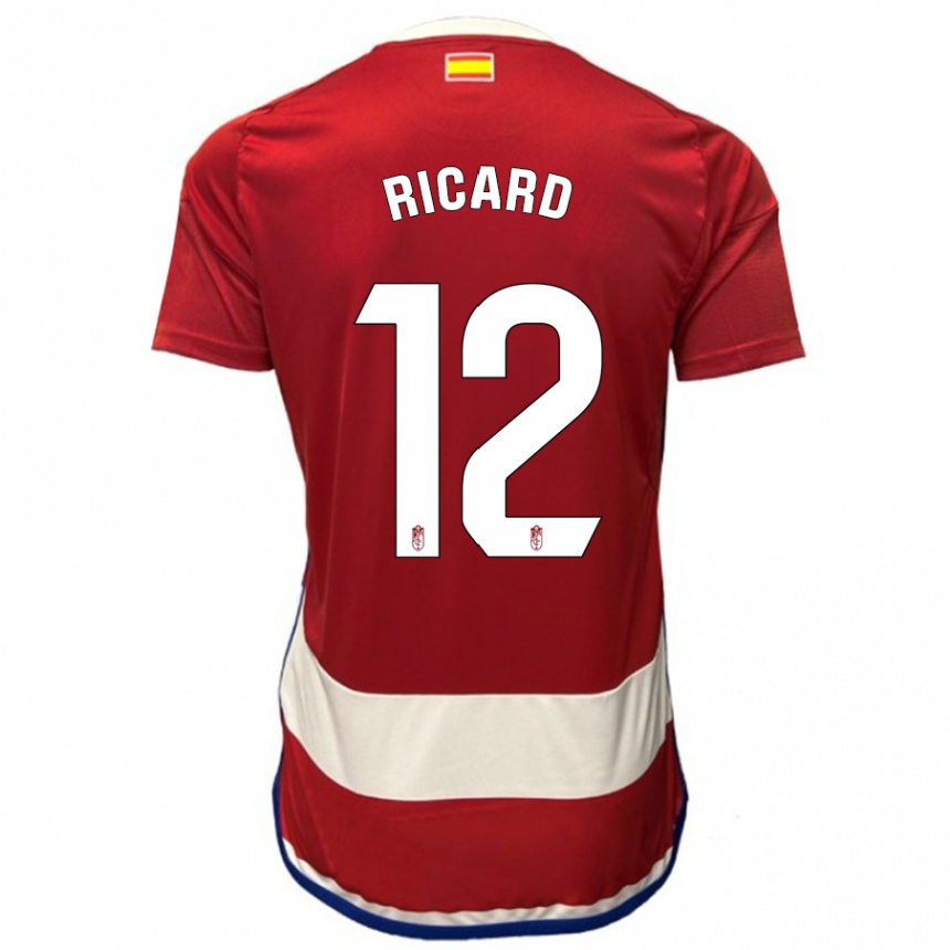 Kids Football Ricard Sanchez #12 Red Home Jersey 2023/24 T-Shirt