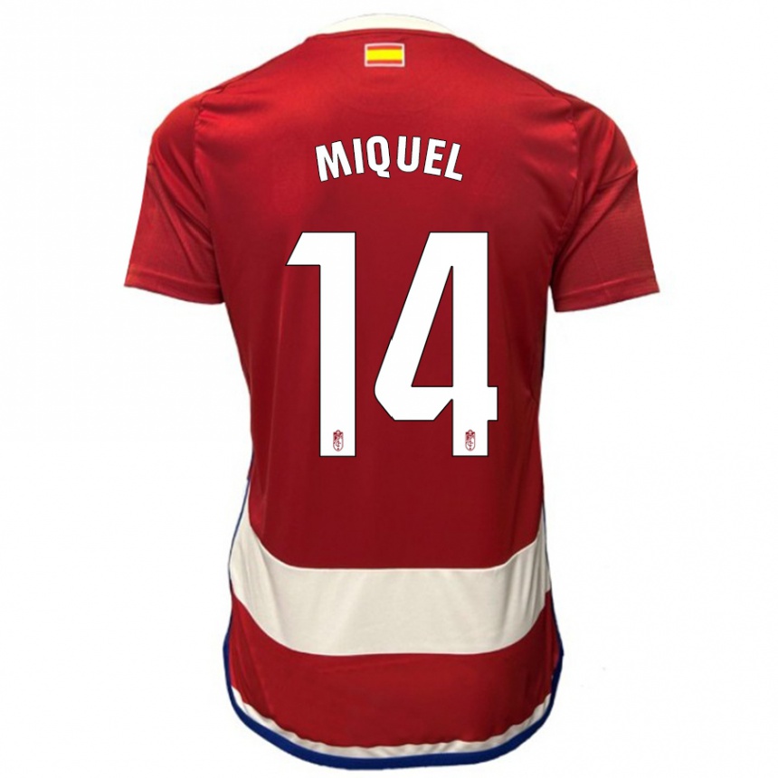 Kids Football Ignasi Miquel #14 Red Home Jersey 2023/24 T-Shirt